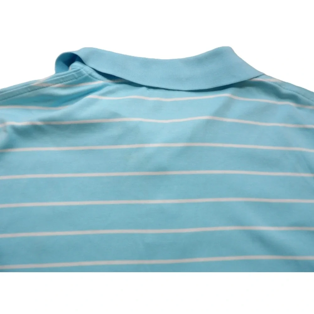 Polo Ralph Lauren Men XL Custom Slim Fit Mesh Polo Blue Striped Red Pony Cotton